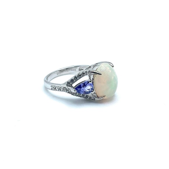 Natural Ethiopian Opal & Tanzanite Sterling Silver Ring | Size 6 - Picture 4 of 5